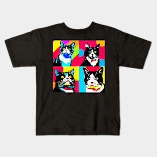 Tuxedo Cat Pop Art - Cat Lover Gift Kids T-Shirt